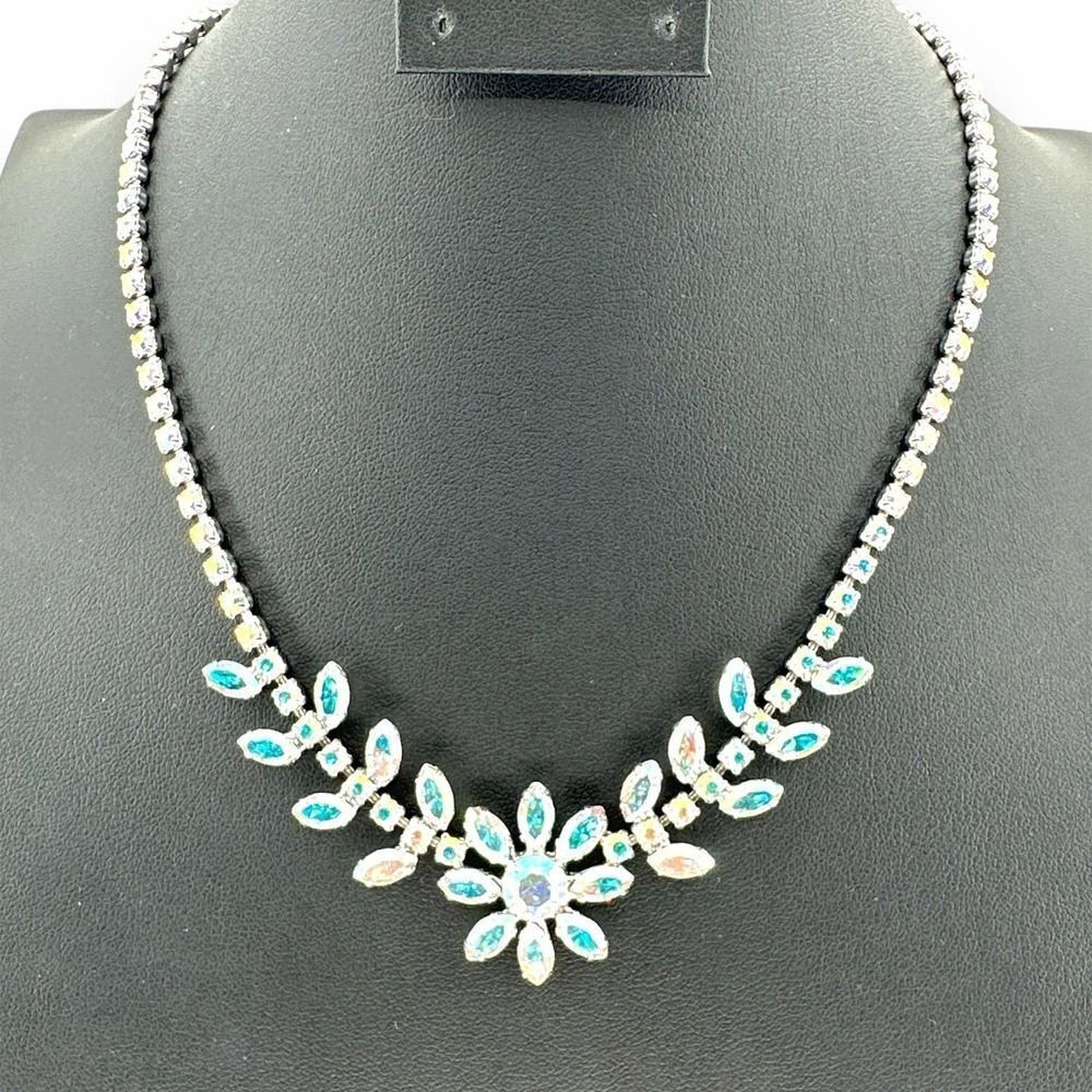 Rhinestone Colorful Floral Designs Choker Necklace Hook Clasp by David's Bridal